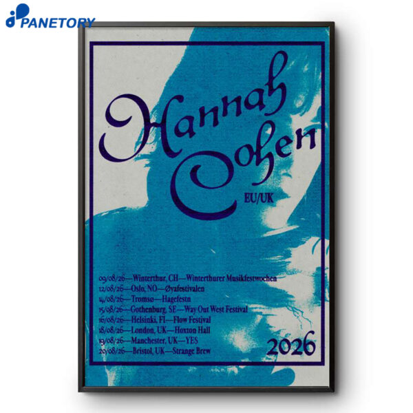 Hannah Cohen European United Kingdom Tour 2026 Poster