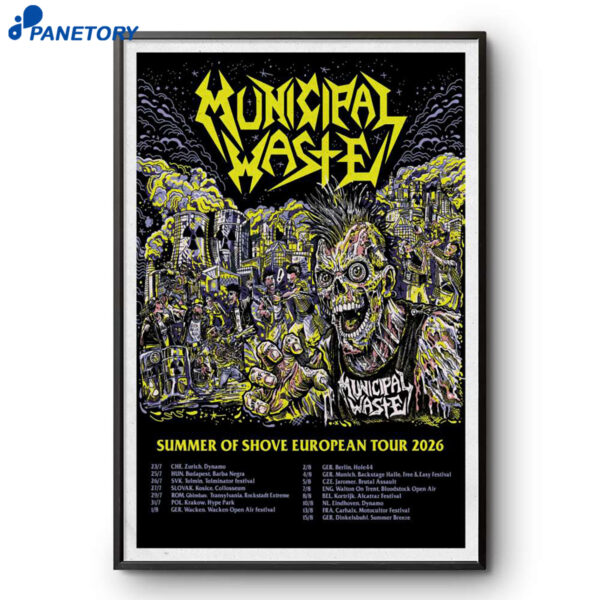 Municipal Waste Summer Of Shove European Tour 2026 Poster