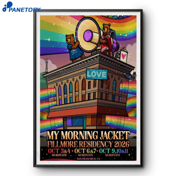 My Morning Jacket Shows The Fillmore San Francisco CA Oct 3-11 2026 Poster