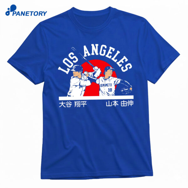 Shohei Ohtani Yoshinobu Yamamoto Kanji Flag Premium SS Shirt