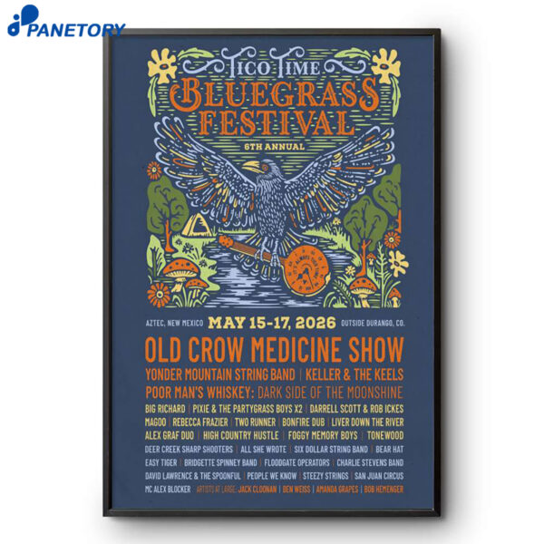 The 6th Annual Bluegrass Festival Aztec NM May 15–17 2026 Poster