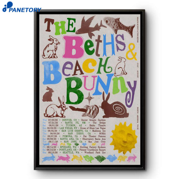 The Beths And Beach Bunny NA Tour 2026 Poster
