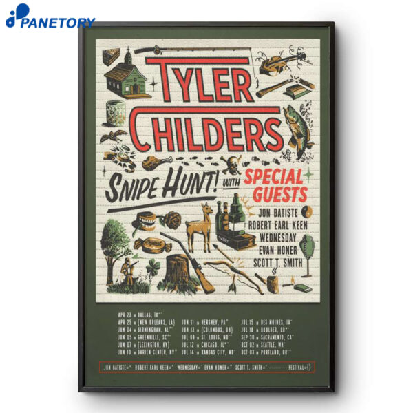 Tyler Childers Blotter Sheet Snipe Hunt Tour 2026 Poster