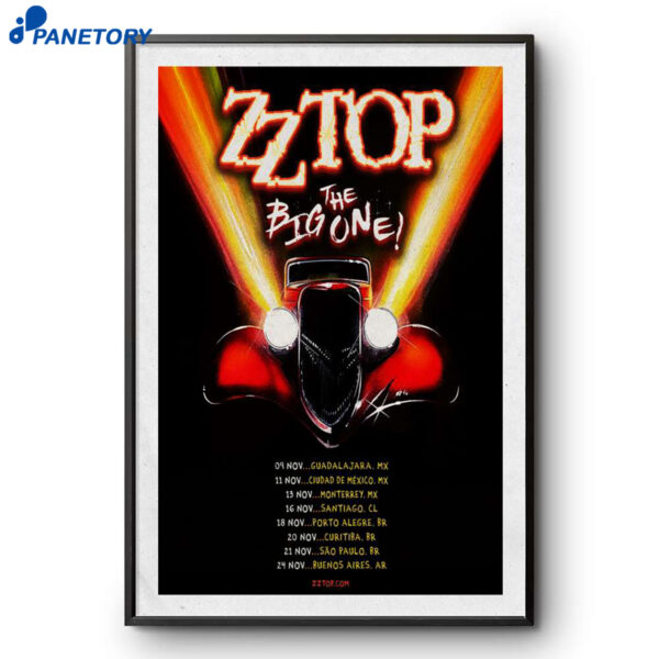 ZZ Top Mexico And South America Tour 2026 Poster