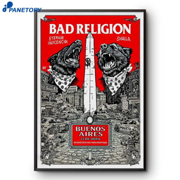 Bad Religion Buenos Aires Argentina Tour Apr 22 2026 Poster