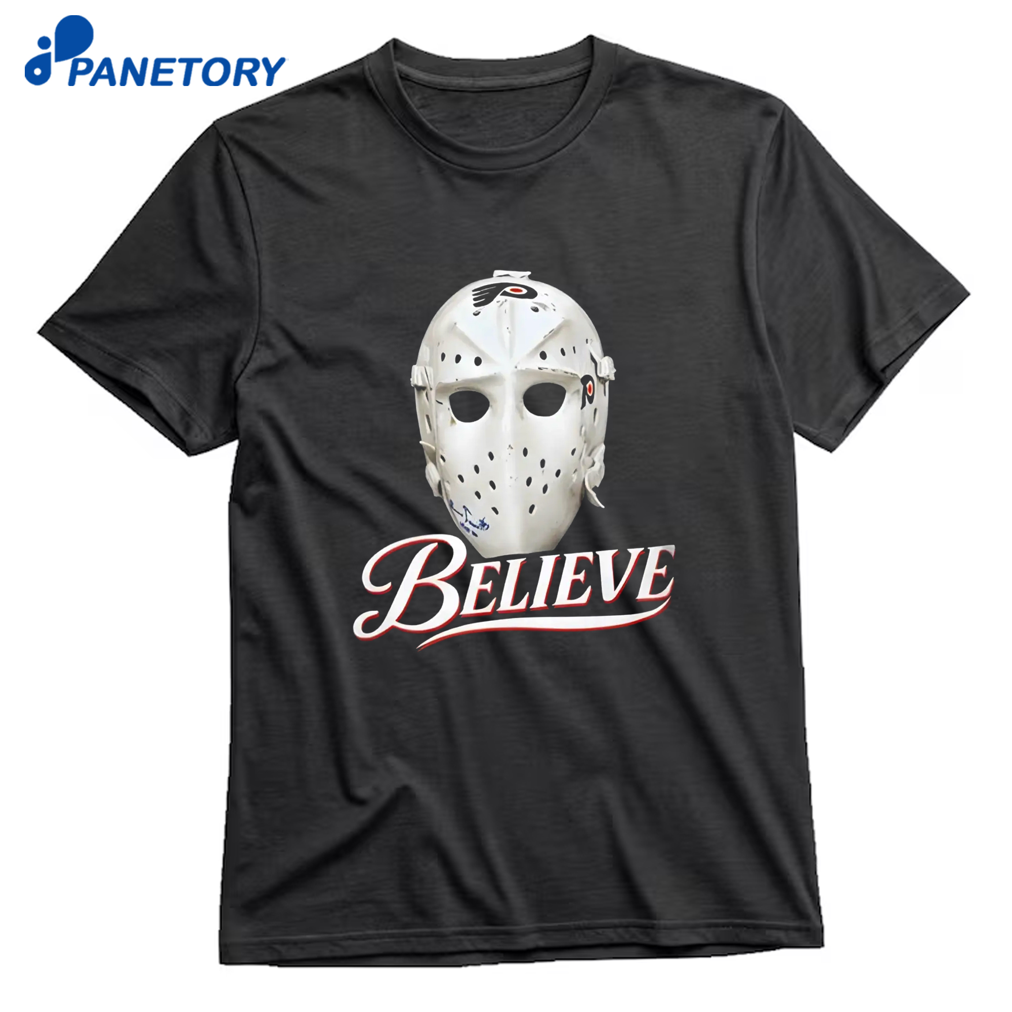 Bernie Parent Ice Hockey Mask Believe T-Shirt 8 Bernie Parent Ice Hockey Mask Believe T-Shirt 1