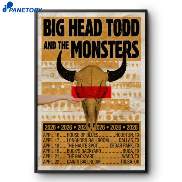 Big Head Todd And The Monsters Texas Tour 2026 Poster