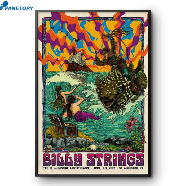 Billy Strings St. Augustine Fl Show Apr 2-4 2026 Poster