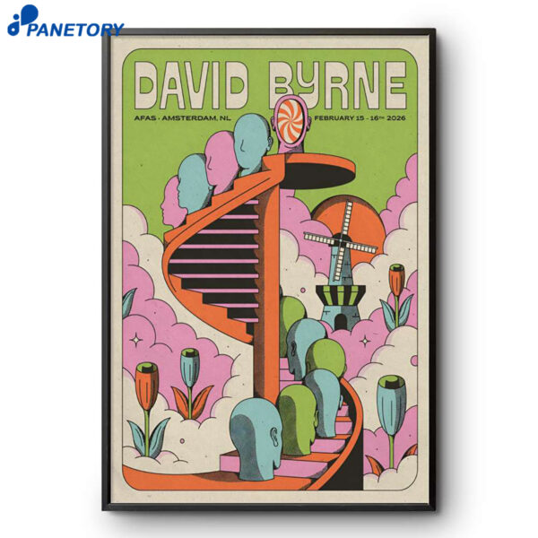 David Byrne Amsterdam NL Feb 15-16 2026 Poster