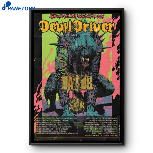 Devildriver Strike And Kill North American Tour 2026 Poster