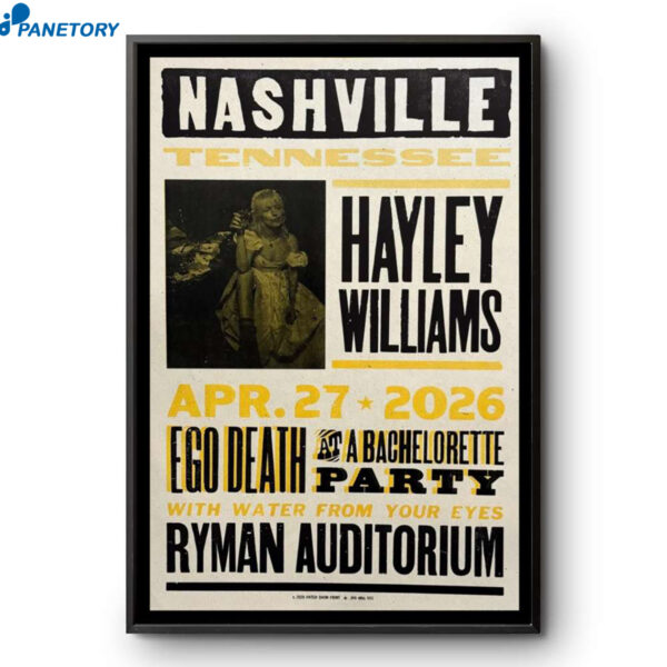 Hayley Williams Ryman Auditorium Apr 27 2026 Poster