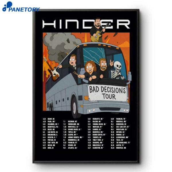 Hinder Bad Decisions Tour 2026 Poster