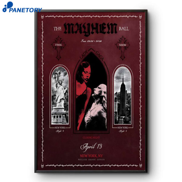 Lady Gaga The Mayhem Ball Tour MSG New York Apr 13 2026 Poster
