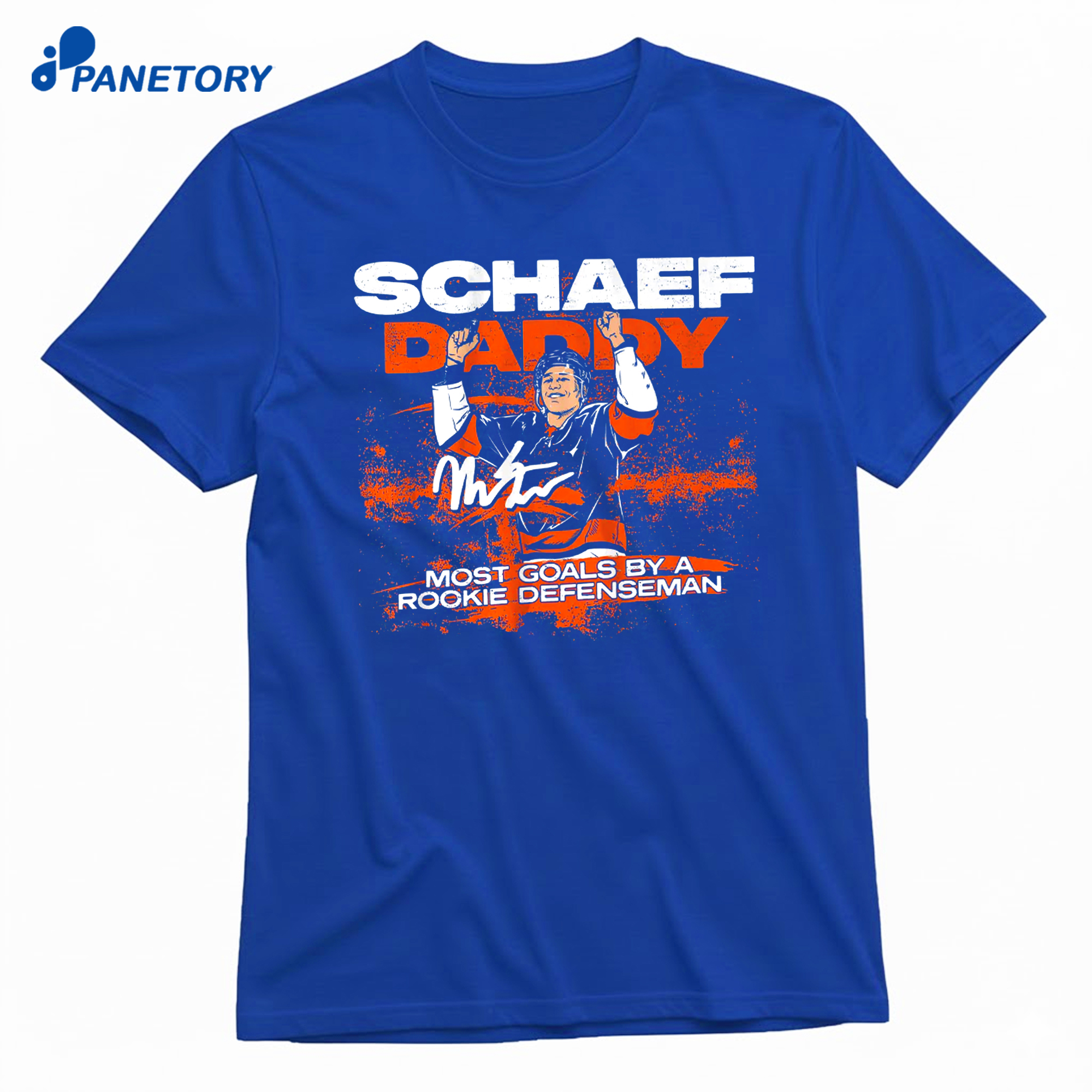 Matthew Schaefer Rookie Defenseman Goal Record T-Shirt 8 Matthew Schaefer Rookie Defenseman Goal Record T-Shirt 1