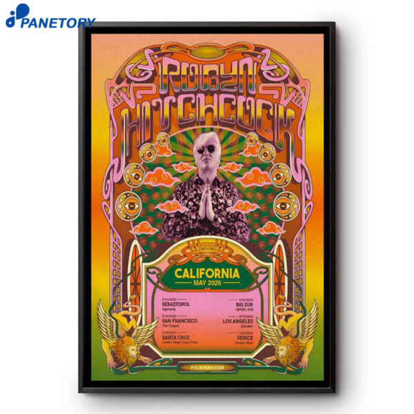 Robyn Hitchcock California May Shows 2026 Poster