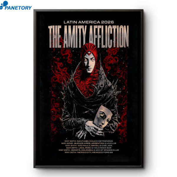 The Amity Affliction Latin America Tour 2026 Poster