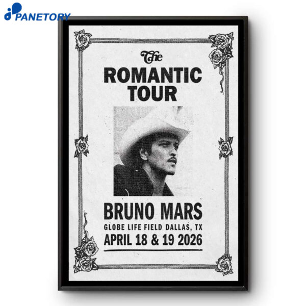 The Romantic Tour & Bruno Mars Dallas TX Apr 18-19 2026 Poster
