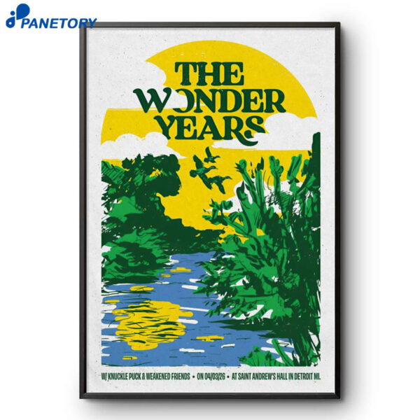 The Wonder Years Detroit MI Tour Apr 3 2026 Poster
