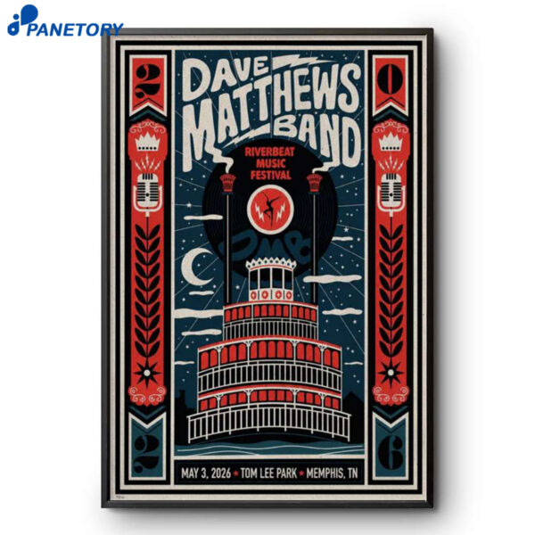 Dave Matthews Band Memphis May 3 2026 Poster