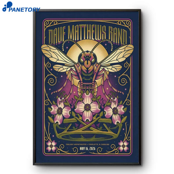 Dave Matthews Band Charlotte NC May 16 2026 Poster