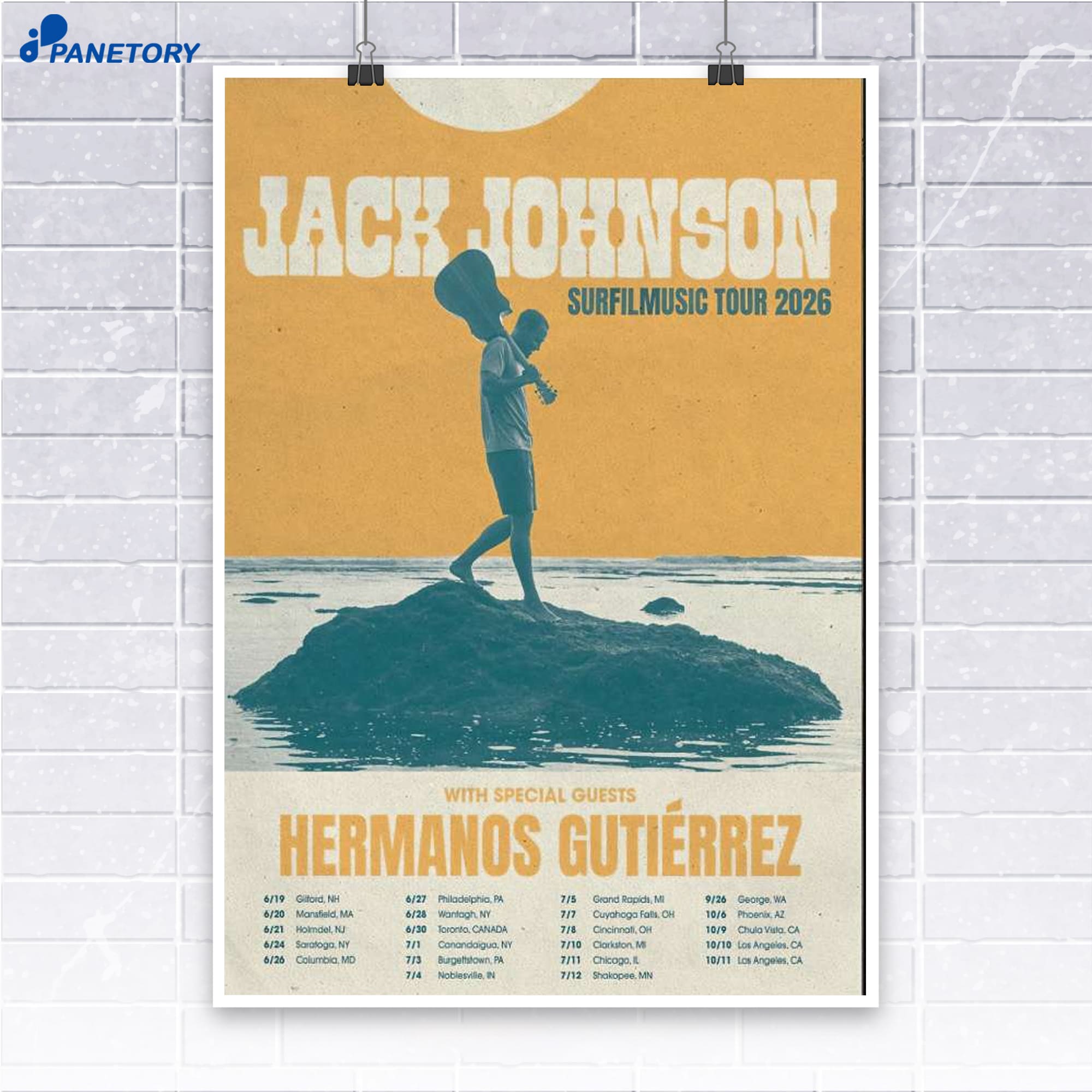 Jack Johnson Surfilmusic Tour Los Angeles Hollywood Bowl 2026 Poster Jack Johnson Surfilmusic Tour Los Angeles Hollywood Bowl 2026 Poster