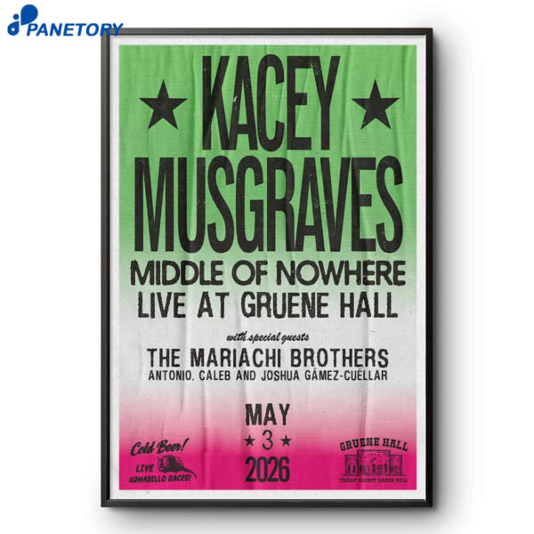 Kacey Musgraves New Braunfels TX May 3 2026 Poster
