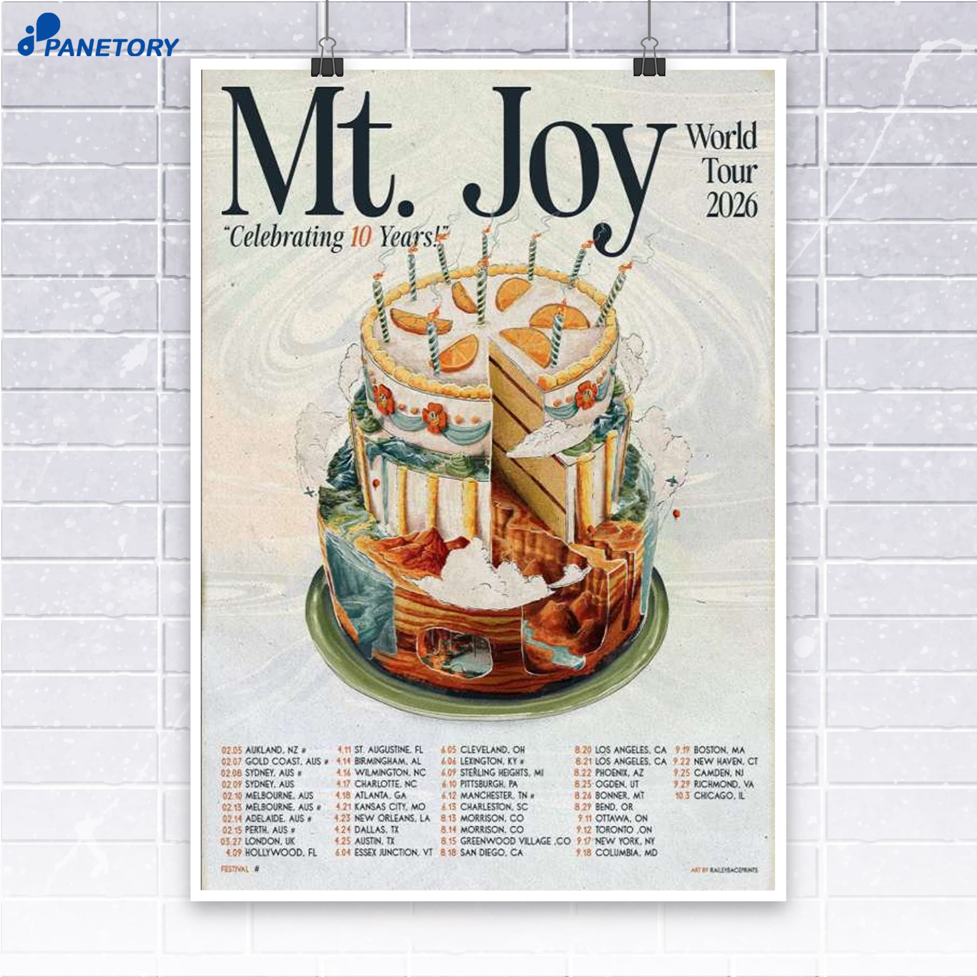 Mt Joy Celebrating 10 Years World Tour 2026 Poster Mt Joy Celebrating 10 Years World Tour 2026 Poster