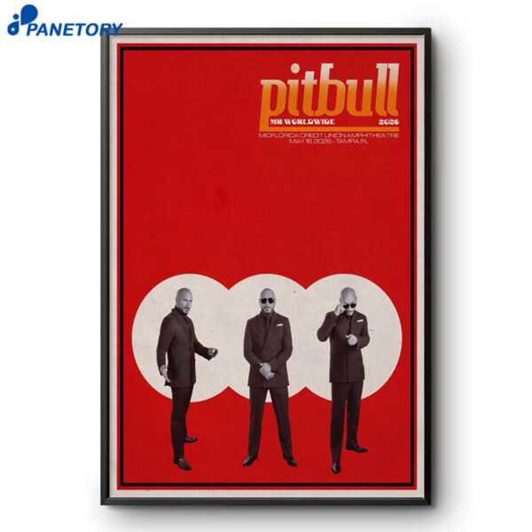 Pitbull Midflorida Credit Union Amphitheatre Tampa FL May 16 2026 Poster