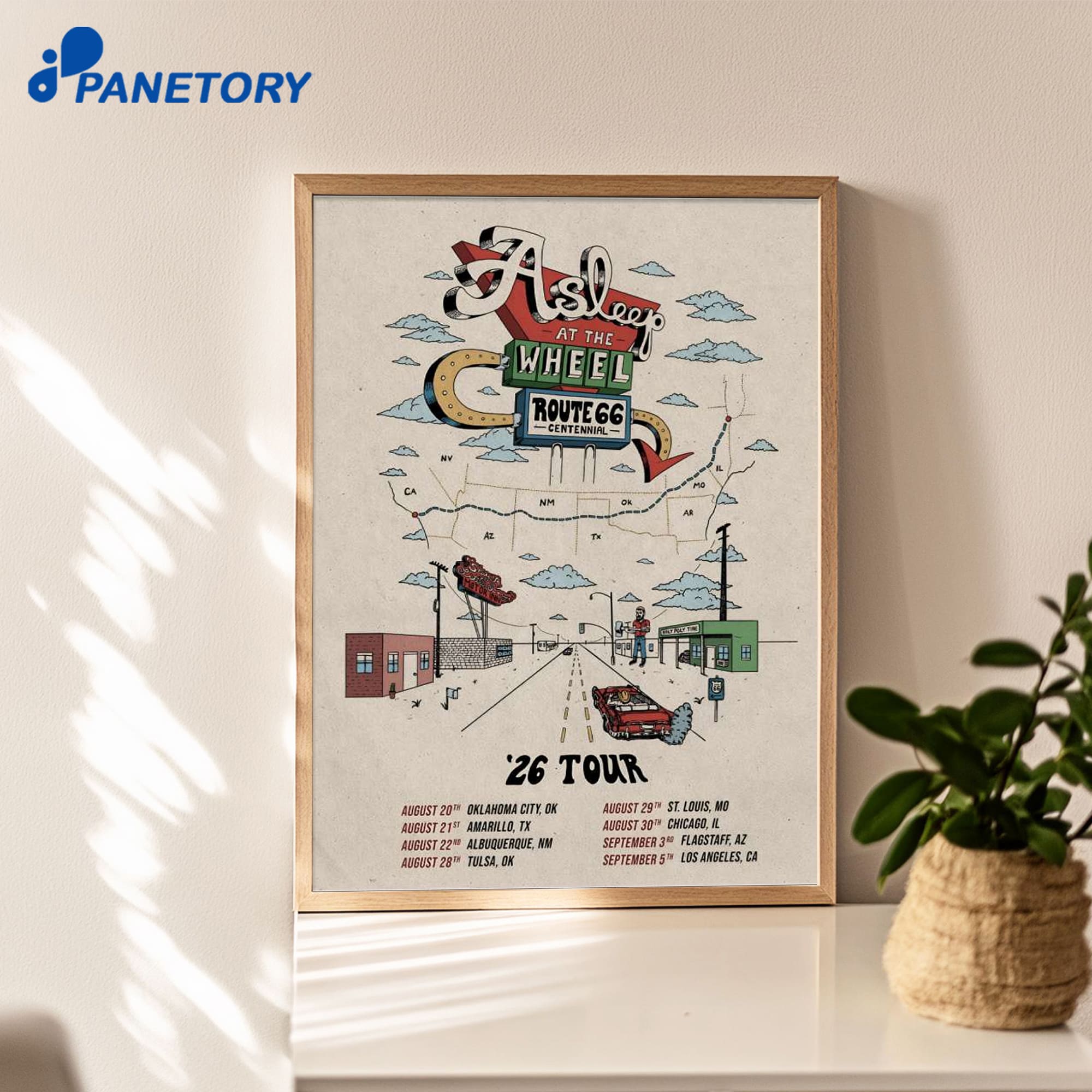 Asleep The Wheel Route 66 Centennial Shows 2026 Poster Asleep The Wheel Route 66 Centennial Shows 2026 Poster