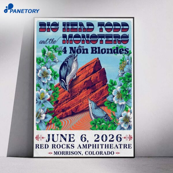 Big Head Todd And The Monsters Red Rocks Jun 6 2026 Poster
