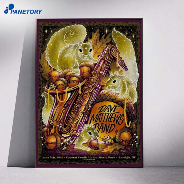 Dave Matthews Band Coastal Credit Union Music Park Jun 5 2026 Poster