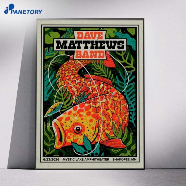 Dave Matthews Band Mystic Lake Amphitheater Shakopee MN Jun 23 2026 Poster