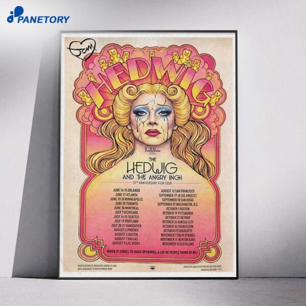 Hedwig And The Angry Inch Tour Signed Jun Jul 2026 Poster