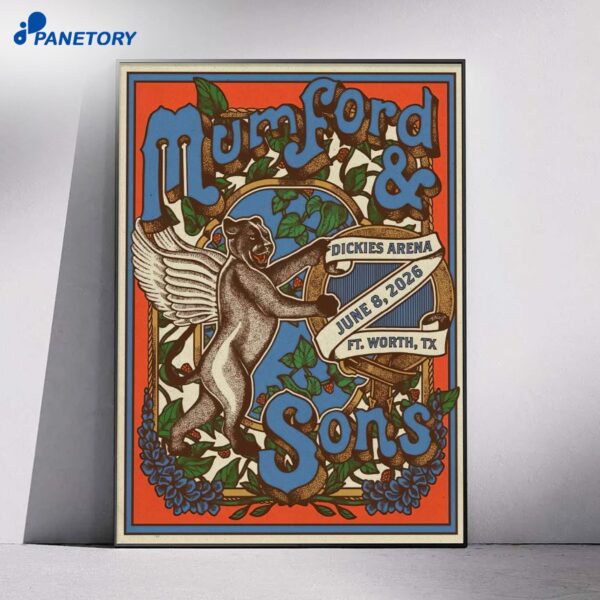Mumford & Sons Dickies Arena Fort Worth TX Jun 8 2026 Poster