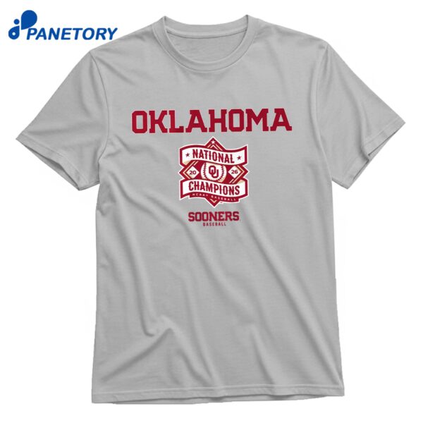Oklahoma Baseball 2026 National Champions Text Logo Stack T-Shirt