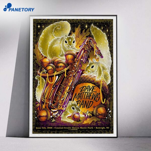 Raleigh Dave Matthews Band Jun 5 2026 Poster