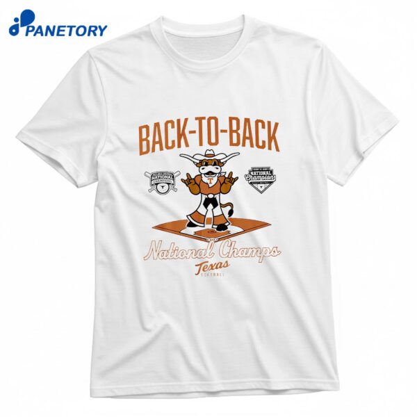 Texas Softball Back To Back Champions Diamond T-Shirt