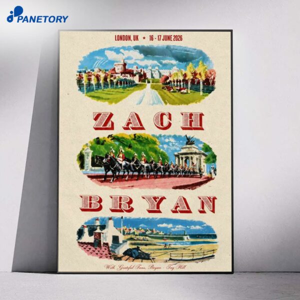 Zach Bryan London 2026 Poster