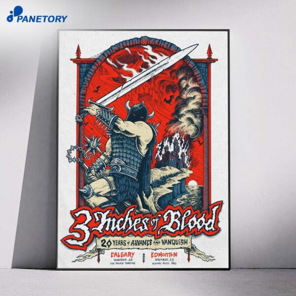 3 Inches Of Blood Midway Music Hall Edmonton AB Nov 23 2026 Poster