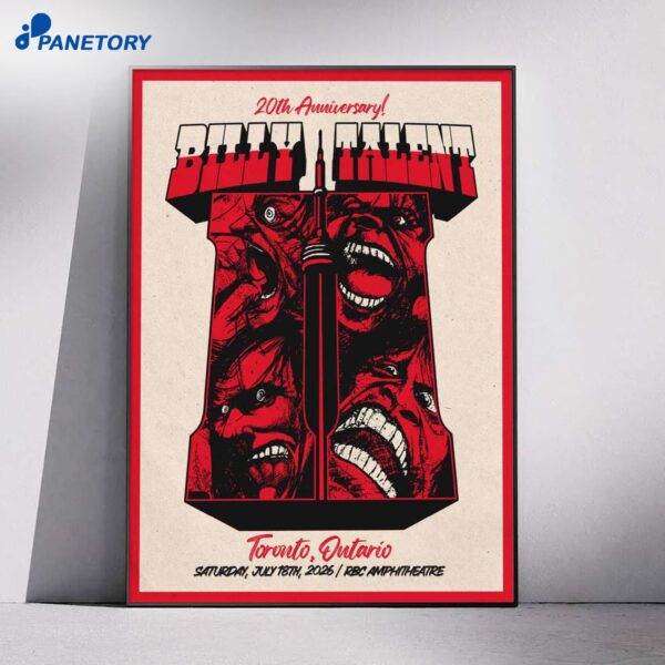 Billy Talent Toronto ON Jul 18th 2026 Poster