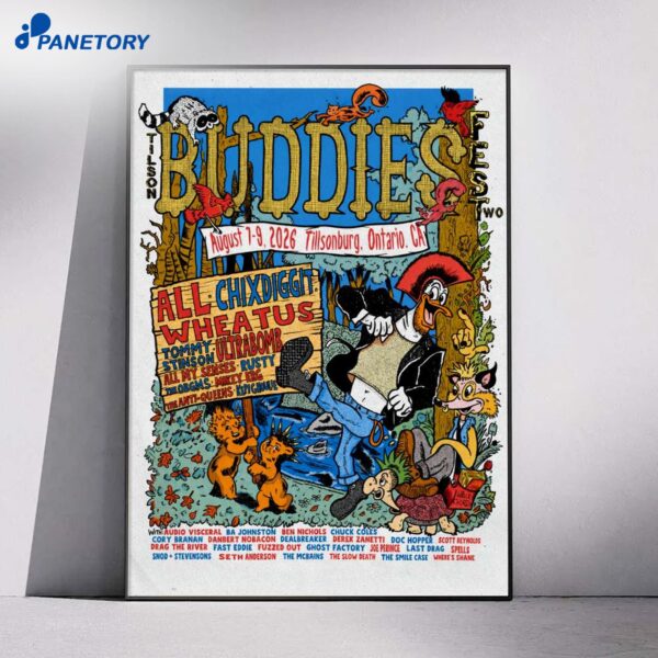 Buddies Fest The Mill Inn Eatery Tillsonburg ON Aug 7-9 2026 Poster