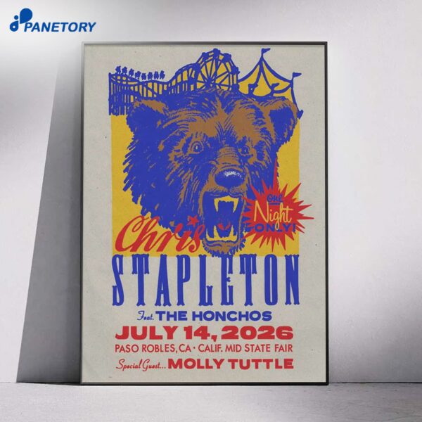 Chris Stapleton California Mid State Fair Paso Robles CA Jul 14 2026 Poster