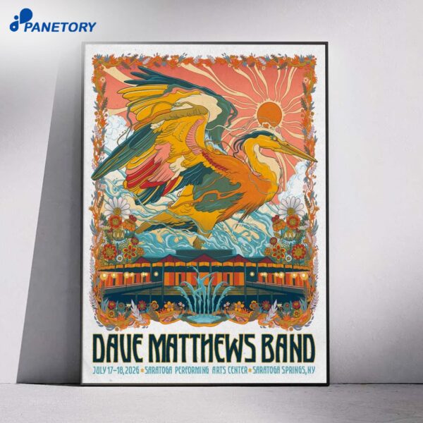 Dave Matthews Band Saratoga Performing Arts Center Jul 17-18 2026 Poster