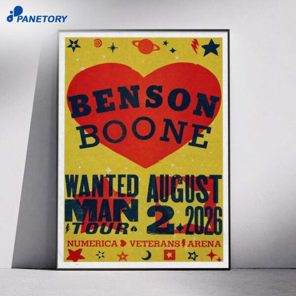 Benson Boone Numerica Veterans Memorial Arena Concert Aug 2 2026 Poster
