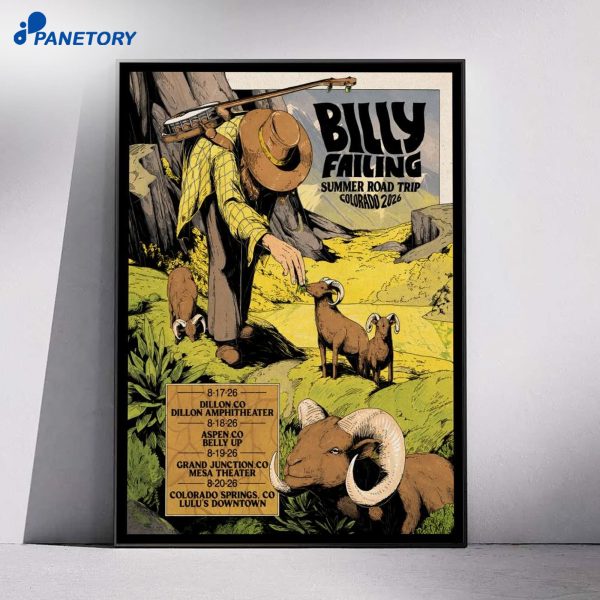 Billy Failing Summer Road Trip Colorado 2026 Poster