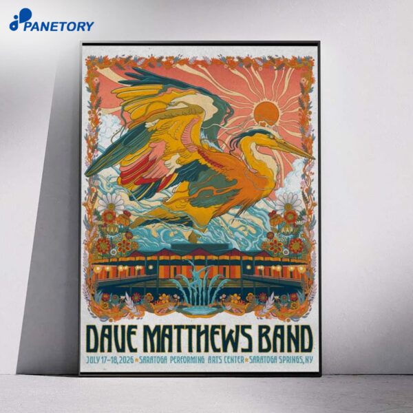 Dave Matthews Band Saratoga Springs Event Jul 17-18 2026 Poster
