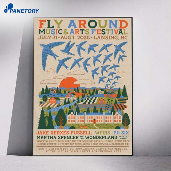 Fly Around Music And Arts Festival Lansing NC Jul 31 Aug 1 2026 Poster
