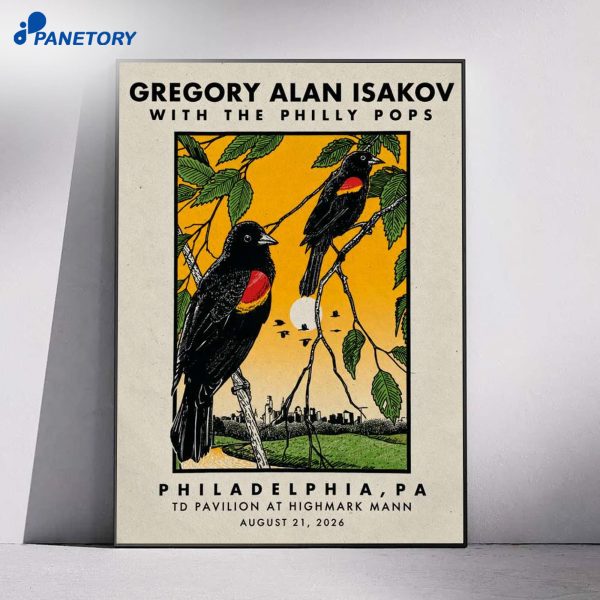 Gregory Alan Isakov Philadelphia PA Tour Aug 21 2026 Poster