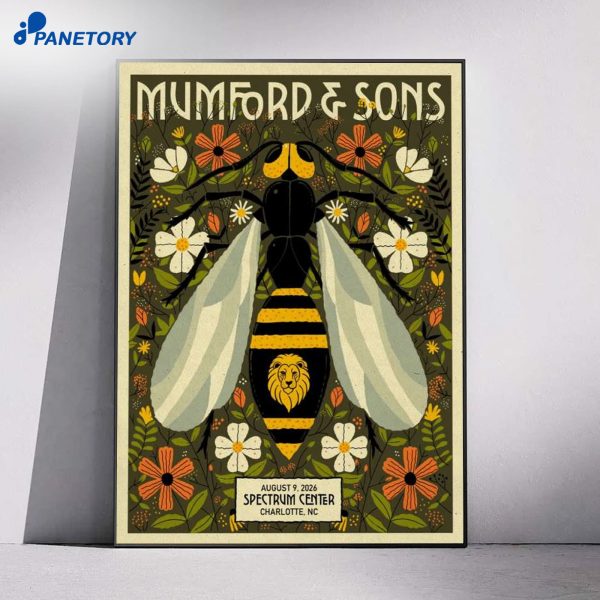 Mumford &Amp; Sons Spectrum Center Charlotte Nc Concert Aug 9 2026 Poster
