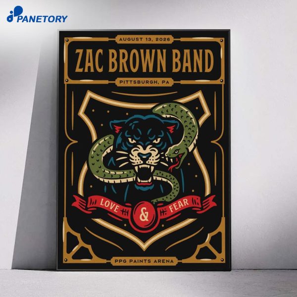 Zac Brown Band Ppg Paints Arena Pittsburgh Pa Aug 13 2026 Poster